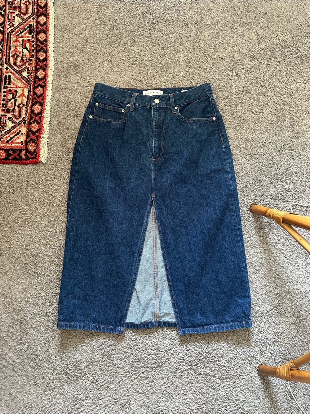 Denim Forum The 90s Halle Stretch Denim Skirt
